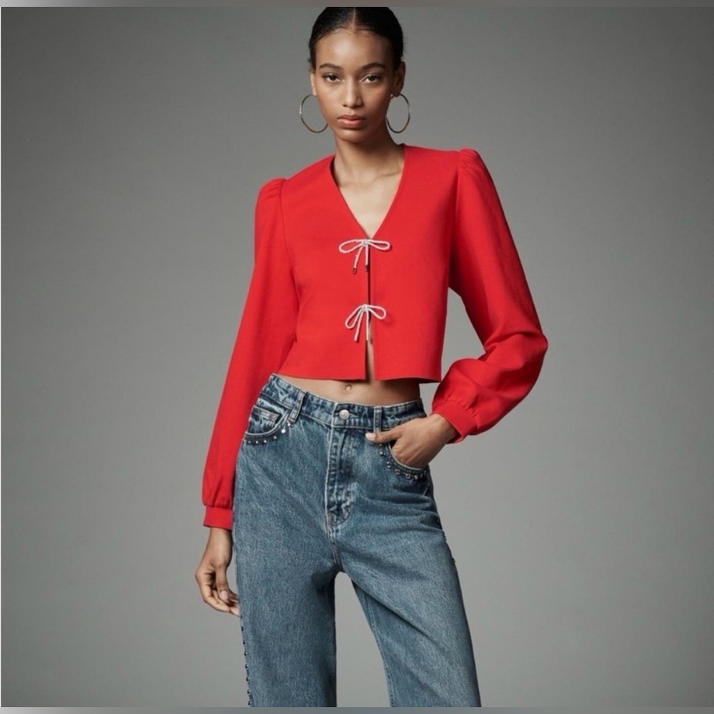 NWOT Anthropologie Dolan Left Coast
Bow Front Cardigan Top with Rhinestones - XL - Picture 2 of 7